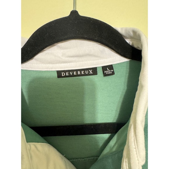 Devereux‎ Mens Polo Shirt Large Golf Athletic Teal White Trim - Picture 2 of 5